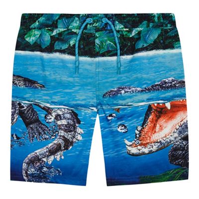 bluezoo Boys' blue crocodile print swim shorts
